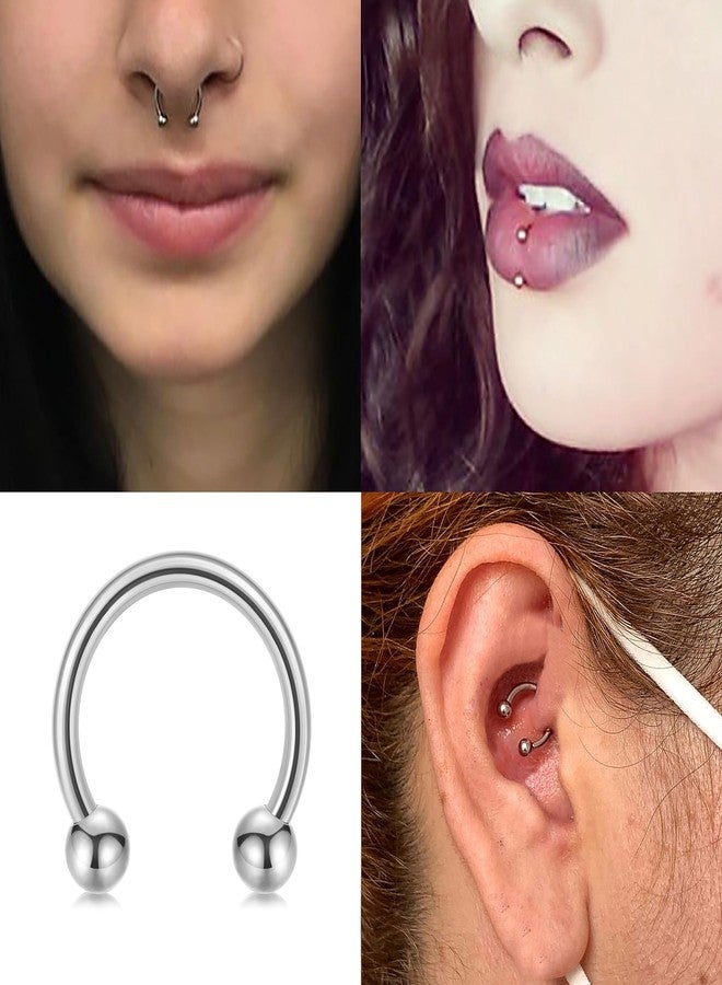 NICEIGHT 32Pcs 14G 16G 18G Surgical Steel Septum Nose Rings for Women Men Horseshoe Earrings Cartilage Helix Tragus Eyebrow Lip Daith Hoop Smily Piercing Jewelry 18G S - Image 5